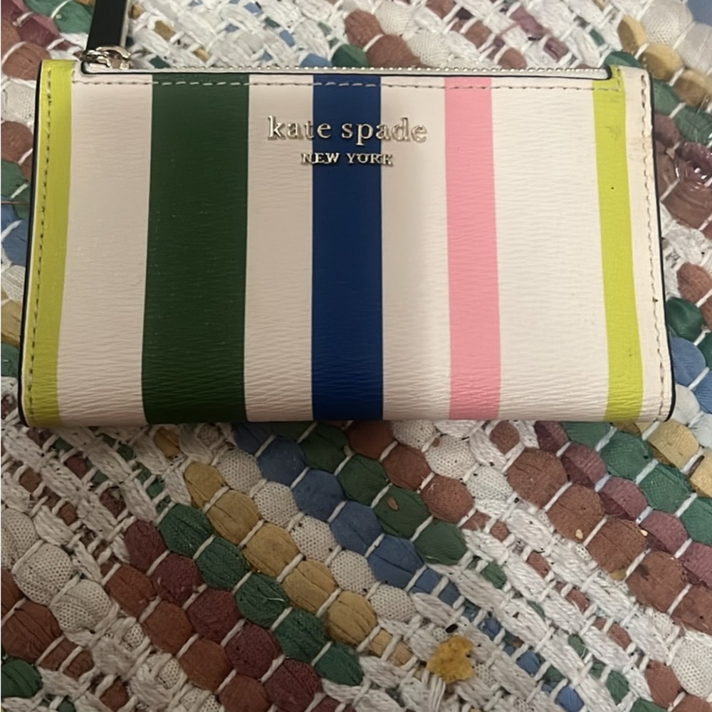 Kate Spade Striped Wallet in Green, Blue, White, and Pink